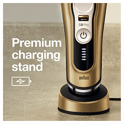 Braun Electric Razor for Men, Waterproof Foil Shaver, Series 9 Pro 9419s, Wet & Dry Shave, with ProLift Beard Trimmer for Grooming, Charging Stand Included, Gold