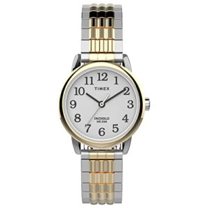 timex women's easy reader 25mm perfect fit watch – two-tone case white dial with two-tone expansion band
