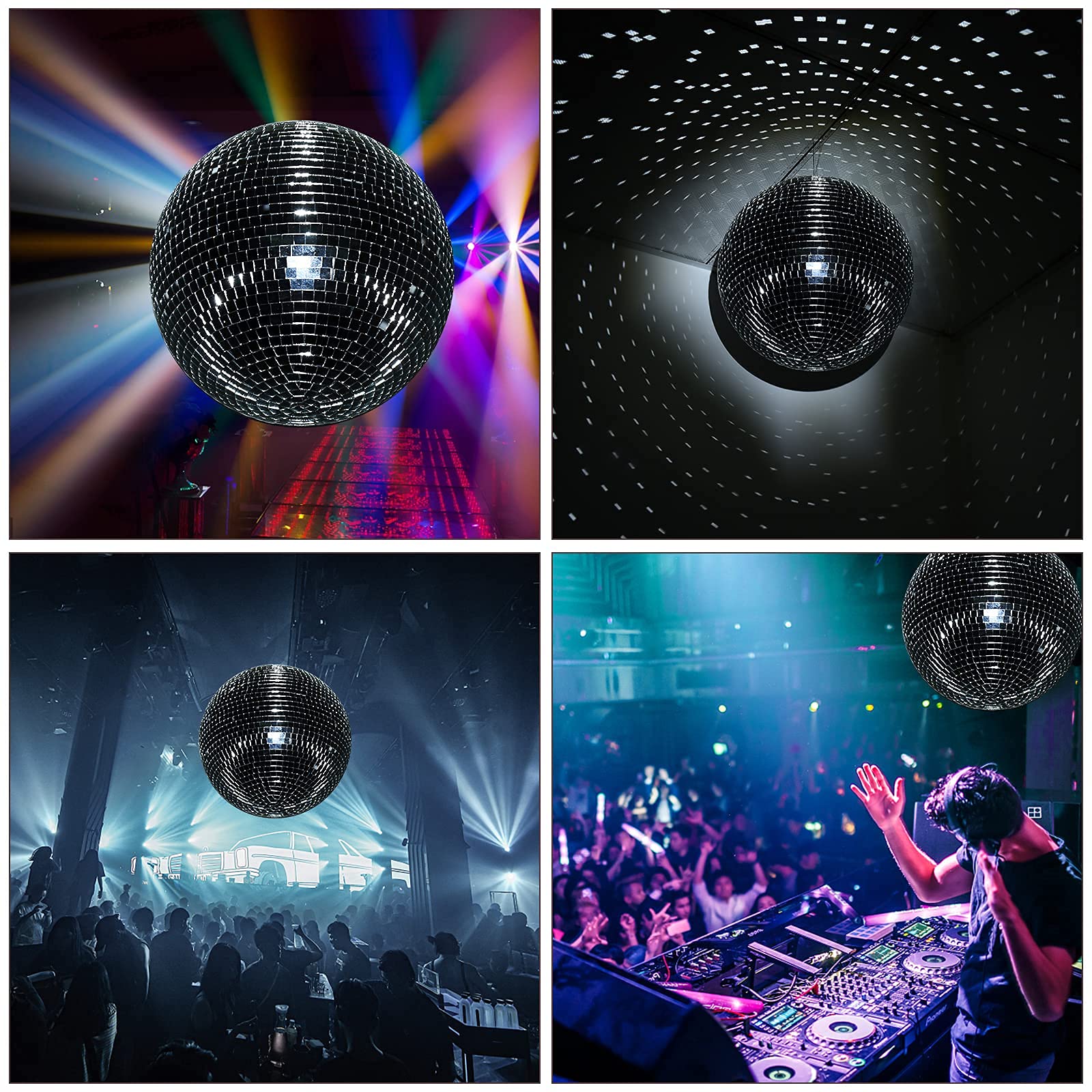 Mirror Disco Ball Sumono 12 Inch Mirror Ball Lightning Ball with Hanging Ring for DJ Club Stage Bar Party, Wedding Holiday Decoration (PVC Inner)