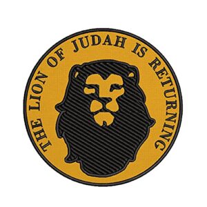 sassy treasures the lion of judah is returning embroidered patch iron-on/sew-on badge emblem religious bible jesus decorative applique vest jacket jeans clothing