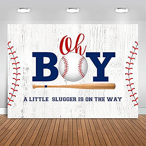 Mocsicka Baseball Baby Shower Backdrop Sports Oh Boy Baseball Baby Shower Party Decoration A Little Slugger is on The Way Baby Shower Background (8x6ft(96x72 inch))