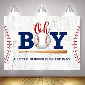 Mocsicka Baseball Baby Shower Backdrop Sports Oh Boy Baseball Baby Shower Party Decoration A Little Slugger is on The Way Baby Shower Background (8x6ft(96x72 inch))