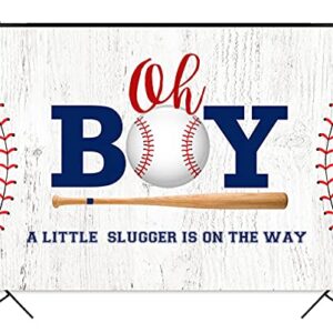 Mocsicka Baseball Baby Shower Backdrop Sports Oh Boy Baseball Baby Shower Party Decoration A Little Slugger is on The Way Baby Shower Background (8x6ft(96x72 inch))