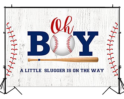 Mocsicka Baseball Baby Shower Backdrop Sports Oh Boy Baseball Baby Shower Party Decoration A Little Slugger is on The Way Baby Shower Background (8x6ft(96x72 inch))