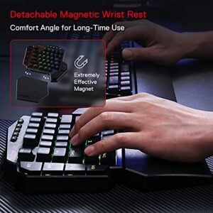 Redragon K585 DITI Wireless One-Handed Mechanical Keyboard, 42 Keys 2.4Ghz RGB 40% Gaming Keypad with 7 Onboard Macro Keys, Detachable Wrist Support, Durable Battery (Red Switch)