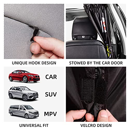 YJGF Car Divider Curtain Sun Shade for Window baby,Windshield Sunshade, Privacy Sunshade Curtain for Camping Air Mattress (Black)