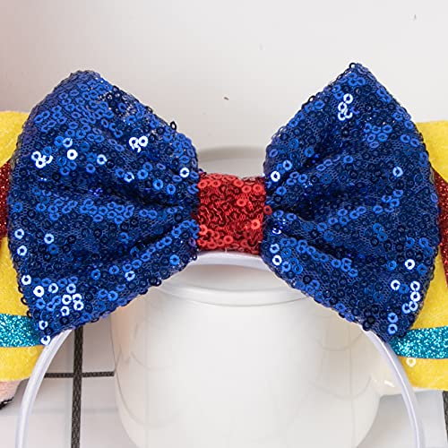 CHuangQi Mouse Ears Headbands with Shiny Bow, Double-sided Sequins Glitter Hair Band, for Birthday Party, Celebration or Event (XC22)