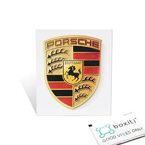 Porsche Crest Sticker Logo (65mm X 53mm) - GT3 RS 4.0/GT2 Style Porsche Emblem Logo Sticker Including Wipe (1)