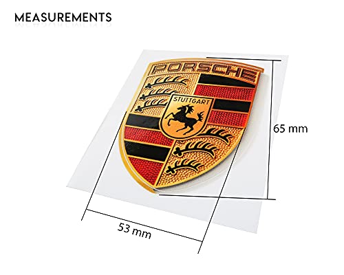 Porsche Crest Sticker Logo (65mm X 53mm) - GT3 RS 4.0/GT2 Style Porsche Emblem Logo Sticker Including Wipe (1)