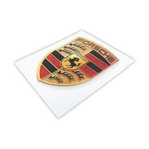 Porsche Crest Sticker Logo (65mm X 53mm) - GT3 RS 4.0/GT2 Style Porsche Emblem Logo Sticker Including Wipe (1)