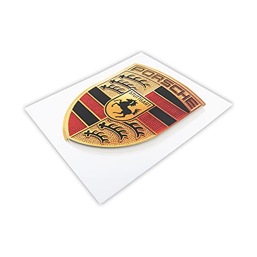 Porsche Crest Sticker Logo (65mm X 53mm) - GT3 RS 4.0/GT2 Style Porsche Emblem Logo Sticker Including Wipe (1)