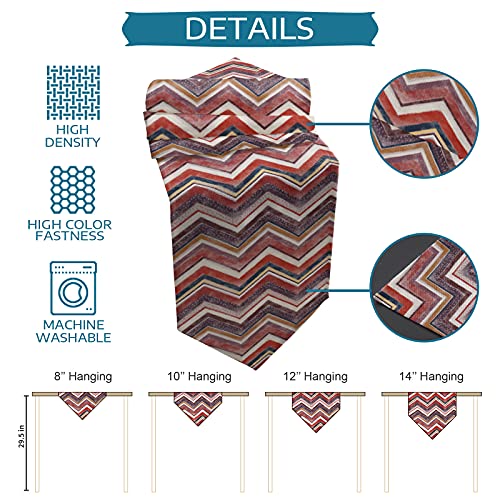 Big buy store Table Runner Red Zig Zag Chevron Pattern Wave Stripe Cotton Line Table Covers for Dinner Kitchen Wedding Indoor and Outdoor Parties Nordic Design Table Setting Decor -13 x 36 inch