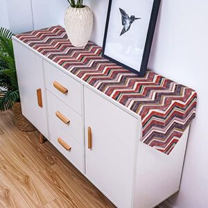 Big buy store Table Runner Red Zig Zag Chevron Pattern Wave Stripe Cotton Line Table Covers for Dinner Kitchen Wedding Indoor and Outdoor Parties Nordic Design Table Setting Decor -13 x 36 inch