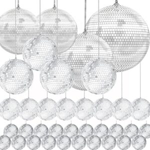 the dreidel company mirror disco ball 36-pack variety, silver hanging ball with attached string for ring, reflects light, fun party home bands decorations, party favor (36-pack variety)