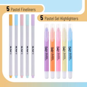 Mr. Pen- Bible Gel Highlighters and Fineliner Pens No Bleed, Pastel Colors, 10 Pack, Bible Journaling Kit, Bible Highlighters and Pens No Bleed, Bible Pens, Gel Highlighters, No Bleed Highlighters