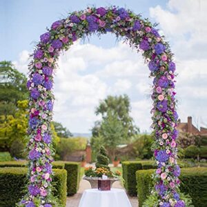 7.8 Ft Metal Garden Arbor Wedding Arch, 2 Sizes Free Combination for Various Climbing Plants, Rose Vines, Bridal Party Decoration (White)