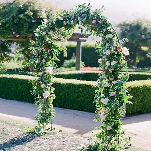 7.8 Ft Metal Garden Arbor Wedding Arch, 2 Sizes Free Combination for Various Climbing Plants, Rose Vines, Bridal Party Decoration (White)