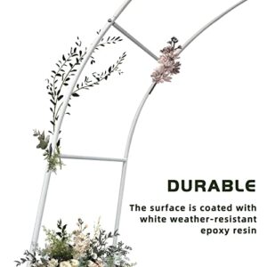 7.8 Ft Metal Garden Arbor Wedding Arch, 2 Sizes Free Combination for Various Climbing Plants, Rose Vines, Bridal Party Decoration (White)