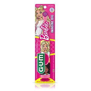 GUM Barbie Kids Power Electric Toothbrush with Suction Cup Base for Home or Travel Oral Health and Dental Plaque Removal, Ages 3+, Pack of All 4