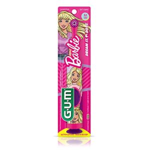 GUM Barbie Kids Power Electric Toothbrush with Suction Cup Base for Home or Travel Oral Health and Dental Plaque Removal, Ages 3+, Pack of All 4