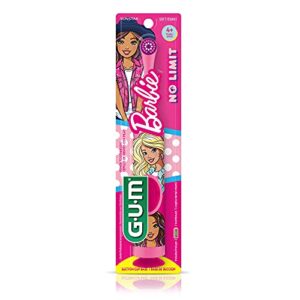 GUM Barbie Kids Power Electric Toothbrush with Suction Cup Base for Home or Travel Oral Health and Dental Plaque Removal, Ages 3+, Pack of All 4