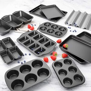 Tiawudi 2 Pack Non-Stick Mini Loaf Pan, Carbon Steel Baking Bread Pan, 8-Cavity