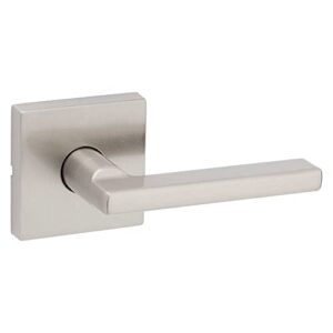 kwikset halifax interior passage door handle, lever for closet and hallway doors, reversible non-locking handle lever, satin nickel, with microban protection