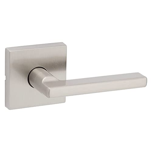 Kwikset Halifax Interior Passage Door Handle, Lever For Closet and Hallway Doors, Reversible Non-Locking Handle Lever, Satin Nickel, with Microban Protection