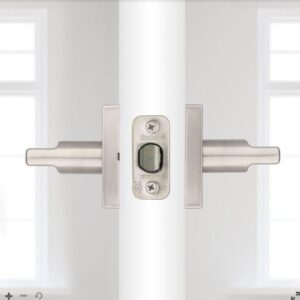 Kwikset Halifax Interior Passage Door Handle, Lever For Closet and Hallway Doors, Reversible Non-Locking Handle Lever, Satin Nickel, with Microban Protection