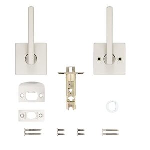 Kwikset Halifax Interior Passage Door Handle, Lever For Closet and Hallway Doors, Reversible Non-Locking Handle Lever, Satin Nickel, with Microban Protection