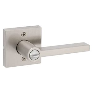 Kwikset Halifax Entry Door Handle with Lock and Key, Secure Keyed Reversible Lever Exterior, For Front Entrance and Bedrooms, Satin Nickel, Pick Resistant Smartkey Rekey Security and Microban