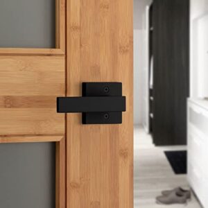 Kwikset Singapore Privacy Locking Door Handle, Interior Lever with Keyless Lock for Bedroom and Bathroom Doors, Reversible For Easy Install, Featuring Microban Protection, In Matte Black