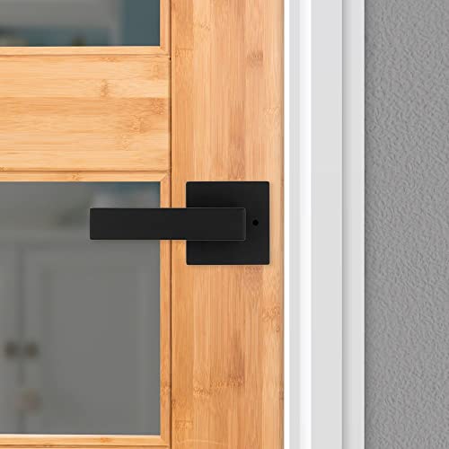 Kwikset Singapore Privacy Locking Door Handle, Interior Lever with Keyless Lock for Bedroom and Bathroom Doors, Reversible For Easy Install, Featuring Microban Protection, In Matte Black