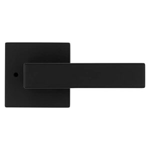 Kwikset Singapore Privacy Locking Door Handle, Interior Lever with Keyless Lock for Bedroom and Bathroom Doors, Reversible For Easy Install, Featuring Microban Protection, In Matte Black