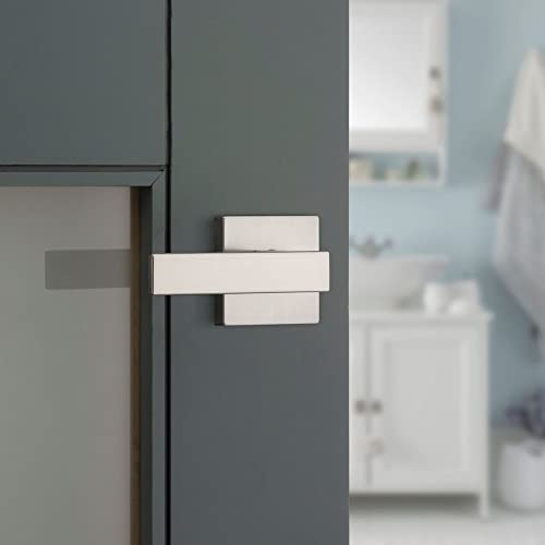 Kwikset Singapore Privacy Door Lever for Bedroom and Bathroom Doors with Microban in Satin Nickel