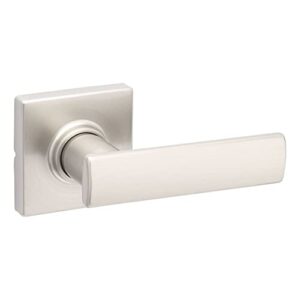 kwikset breton interior passage door handle, lever for closet and hallway doors, reversible non-locking handle lever, satin nickel, with microban protection