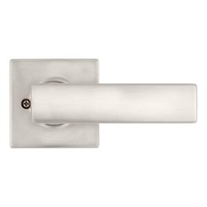 Kwikset Breton Interior Passage Door Handle, Lever For Closet and Hallway Doors, Reversible Non-Locking Handle Lever, Satin Nickel, with Microban Protection