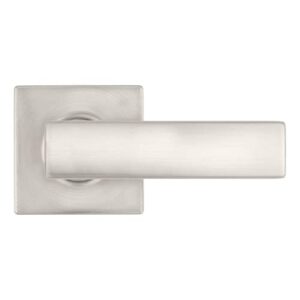 Kwikset Breton Interior Passage Door Handle, Lever For Closet and Hallway Doors, Reversible Non-Locking Handle Lever, Satin Nickel, with Microban Protection