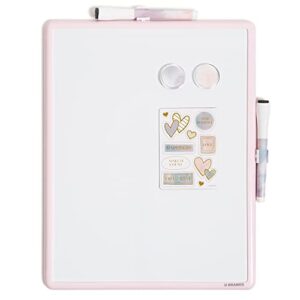 u brands contempo dry erase board set, pink soft dye, office supplies, includes markers, magnets, 11” x 14”, 15 pieces