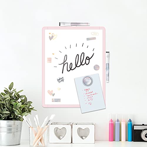 U Brands Contempo Dry Erase Board Set, Pink Soft Dye, Office Supplies, Includes Markers, Magnets, 11” x 14”, 15 Pieces