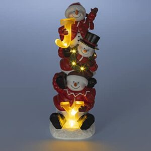 VP Home Christmas Trio Snowman Decor, Christmas Figurines Resin Snowman Lighted Decorations, LED Holiday Light Up Snowman Indoor, Festive Fiber Optic Decorations, Snowman Christmas Decorations