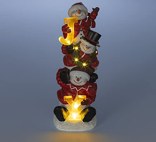 VP Home Christmas Trio Snowman Decor, Christmas Figurines Resin Snowman Lighted Decorations, LED Holiday Light Up Snowman Indoor, Festive Fiber Optic Decorations, Snowman Christmas Decorations