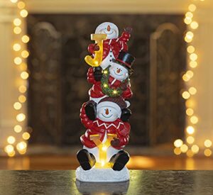 vp home christmas trio snowman decor, christmas figurines resin snowman lighted decorations, led holiday light up snowman indoor, festive fiber optic decorations, snowman christmas decorations