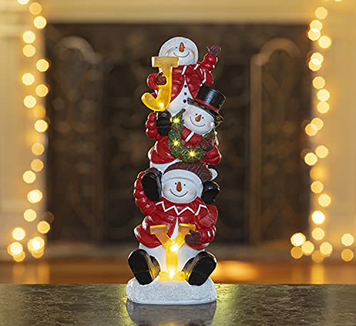 VP Home Christmas Trio Snowman Decor, Christmas Figurines Resin Snowman Lighted Decorations, LED Holiday Light Up Snowman Indoor, Festive Fiber Optic Decorations, Snowman Christmas Decorations