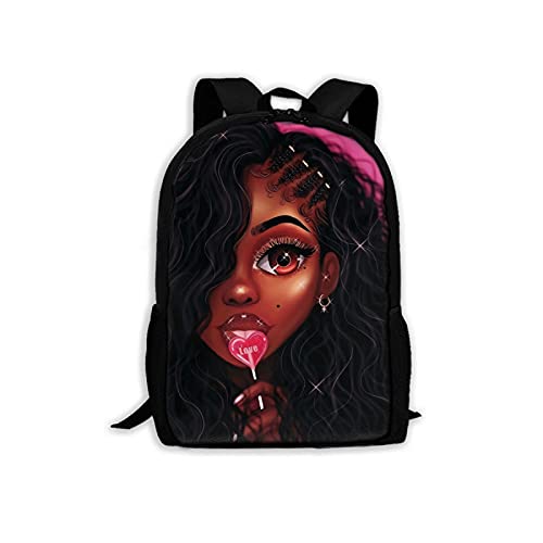 GALIRVC African 17 Inch Backpack Black Girl School Laptop Bag Bookbag for Women Teens Students Office Picnic Travel