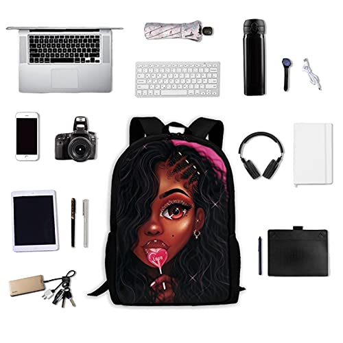 GALIRVC African 17 Inch Backpack Black Girl School Laptop Bag Bookbag for Women Teens Students Office Picnic Travel