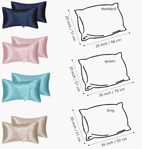 Fatapaese Satin Pillow Covers, 20x30 inches Champagne Soft Satin Pillowcases for Hair and Skin, Silky Satin Pillowcase Set of 2 with Envelope Closure