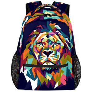 lion backpacks for girls boys, abstract lion travel backpack laptop backpack waterproof school backpack bookbags for teens kids backpack with multiple pocket hiking daypack casual bag