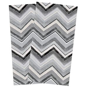 big buy store gray wave striped zig zag chevron kitchen dish towels set of 2, soft lightweight microfiber absorbent hand towel nordic style tea towel for kitchen bathroom 18x28in
