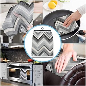 Big buy store Gray Wave Striped Zig Zag Chevron Kitchen Dish Towels Set of 2, Soft Lightweight Microfiber Absorbent Hand Towel Nordic Style Tea Towel for Kitchen Bathroom 18x28in